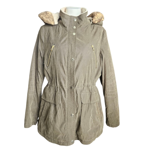 Nautica Jackets & Blazers - Nautica Women's Microfiber Parka Anorak Jacket with Faux Fur Hooded Trim Large